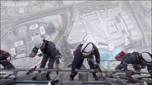 Window cleaning the worlds tallest building Burj Khalifa
